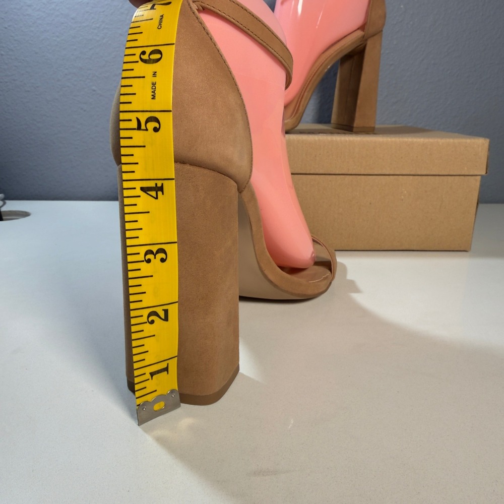 Steve Madden Tiaa Sandals Women 9.5 Camel New Block Heel Square Toe TIAA01S1 - Picture 8 of 12